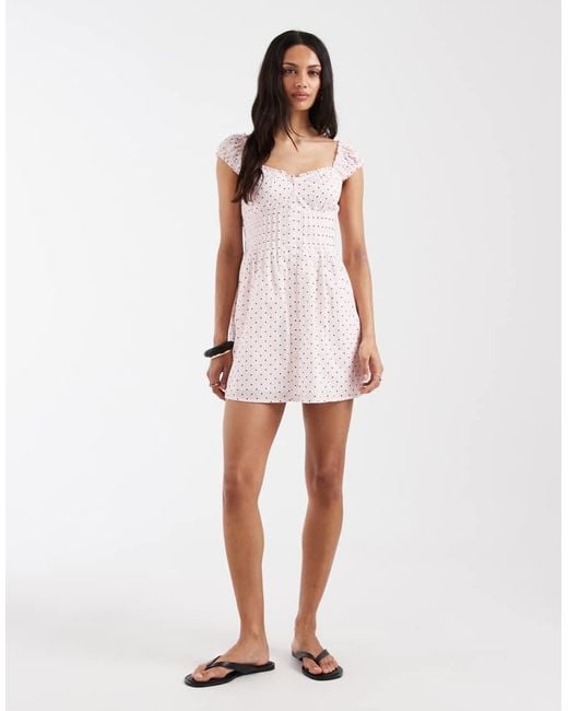 Hollister White Milkmaid Smocked Waist Mini Dress