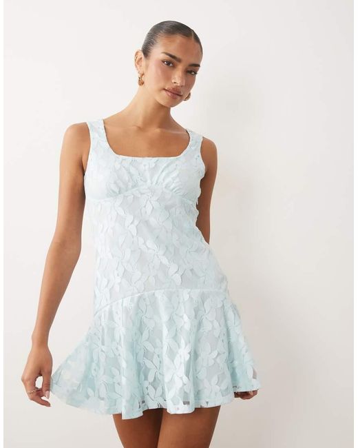 ASOS White Lace Mini Dress With Flippy Hem