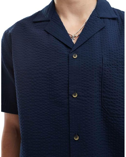 Only & Sons Blue Seersucker Shirt Co-ord for men