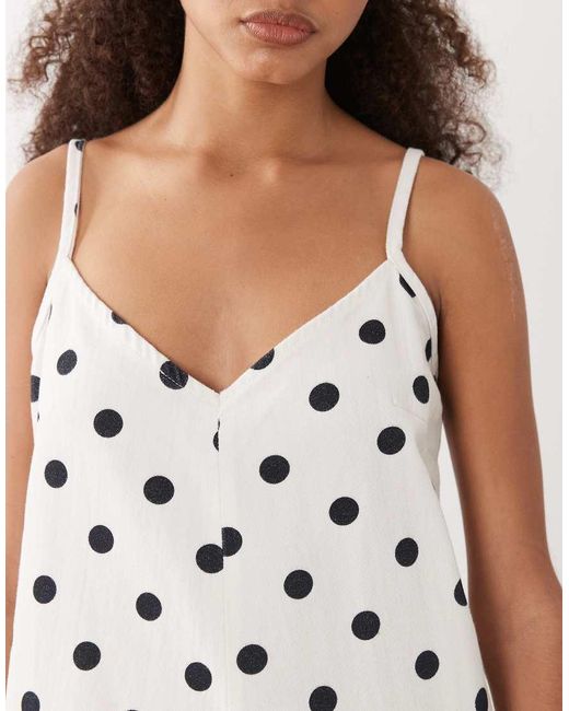 ASOS White Soft Denim Jumpsuit With Wide Leg