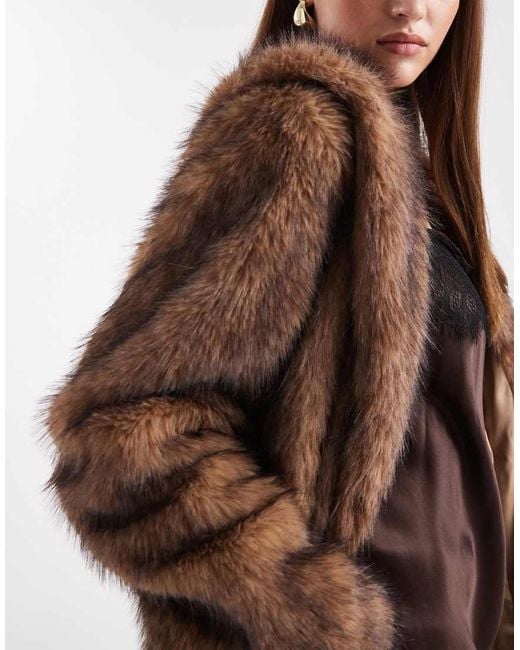 ONLY Brown Faux Fur Maxi Coat