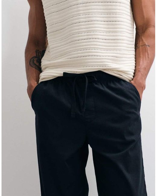 ASOS Natural Straight Linen Blend Trousers for men