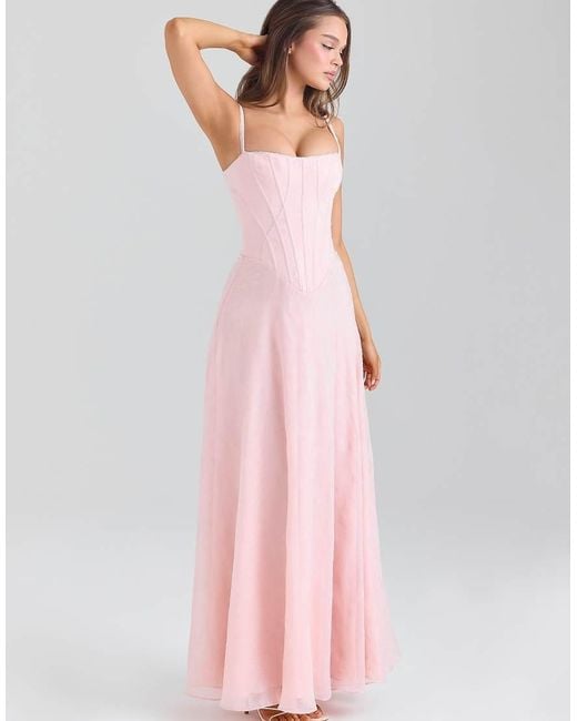 House Of Cb Pink Esme Blush Chiffon Maxi Dress