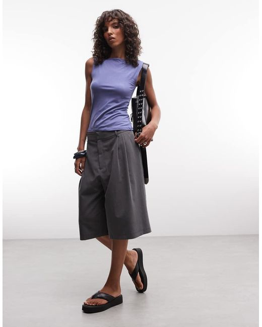 Weekday Purple Annie Super Soft Boat Neck Tank Top