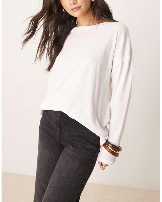 Free People White Nina Long Sleeve T-Shirt