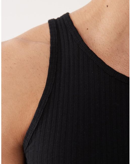 Jack & Jones Black Ribbed Muscle Fit Singlet for men