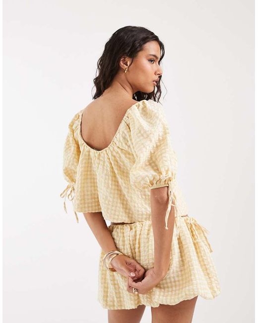 ASOS Natural Puff Sleeve Bubble Top Co Ord