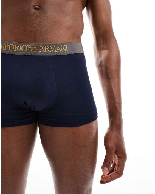 Emporio Armani Brown Bodywear 2 Pack Bamboo Logo Trunks for men