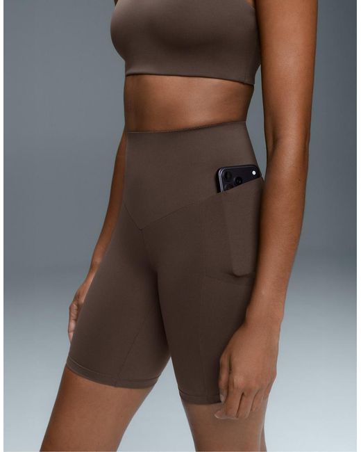Oysho Brown Compressive 20Cm High-Waisted Short Leggings With Pockets