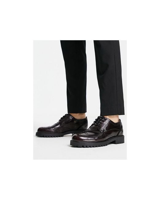 Zapatos oxford negro con cordones y suela gruesa Original Penguin de hombre de color Black