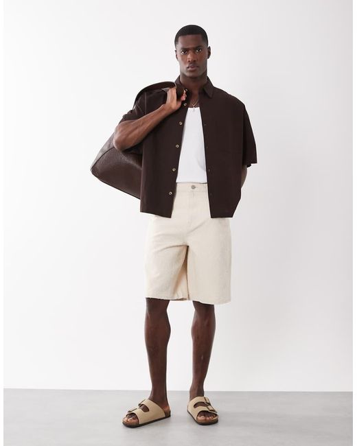 ASOS Multicolor Textured Bermunda Denim Jorts for men