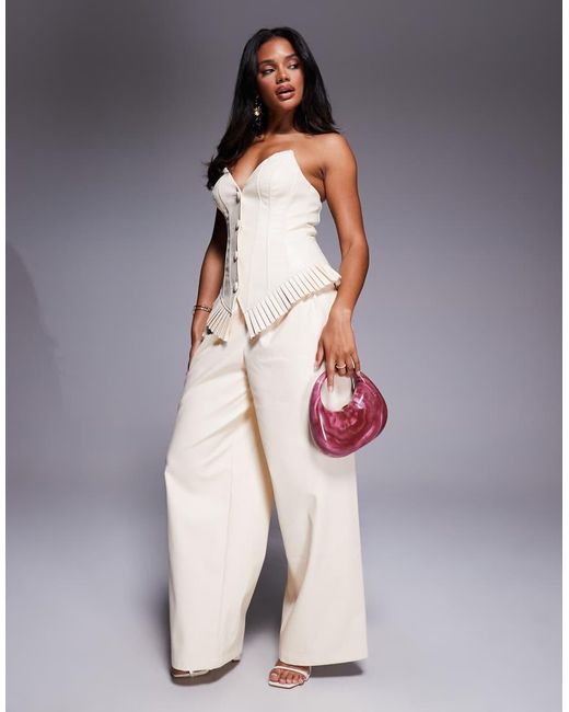 Top Plisado Con Escote Palabra De Honor De Poliuretano De (Parte De Un Conjunto)-Blanco ASOS de color Gray