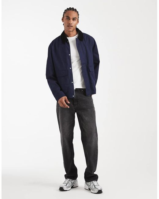 ASOS Blue Barn Jacket With Contrast Collar for men