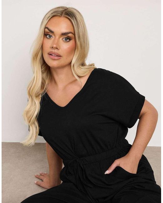 Yours Clothing Black Wide Leg Jumpsuit