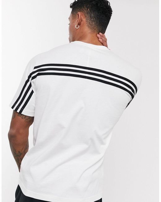 adidas Originals Sprt Three Stripe T-shirt in White for Men | Lyst