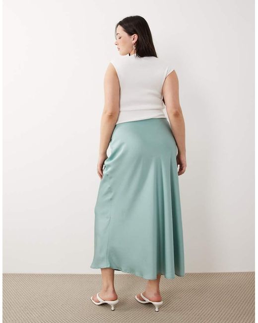 Vila Curve Blue Satin Maxi Skirt