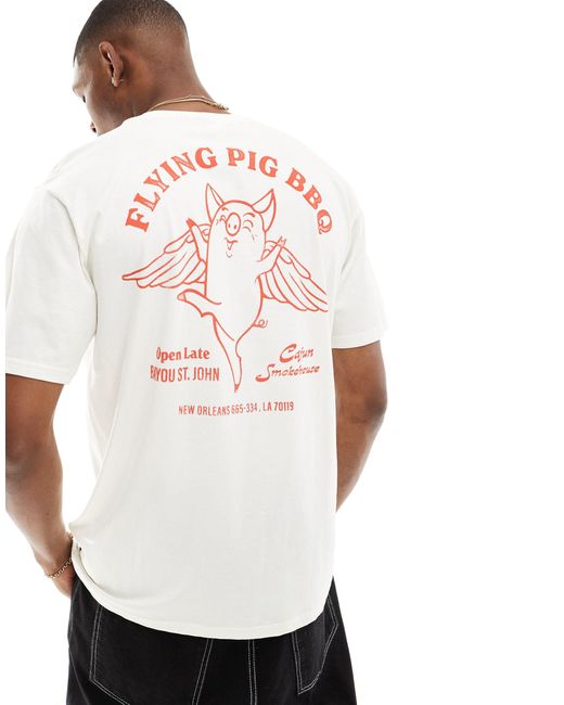 Only & Sons Pink Super Oversized T-shirt With Flying Pig Back Print for men