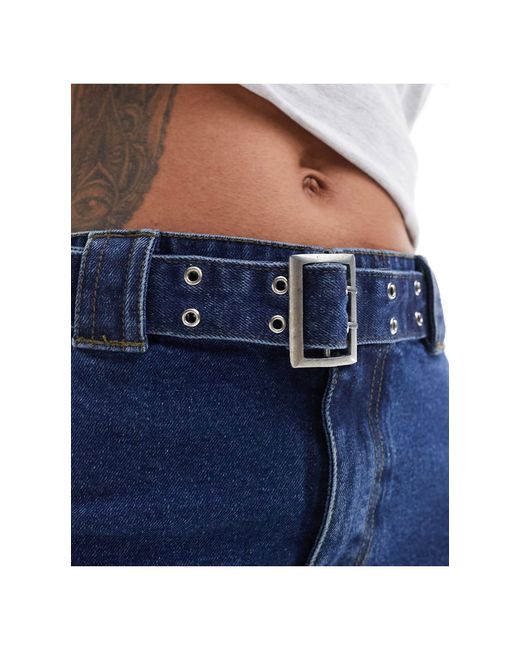 Urban Bliss Blue Buckle Detail Low Rise Bootleg Jeans