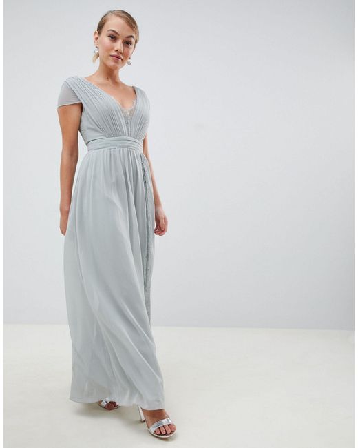 little mistress maxi dress with lace inserts