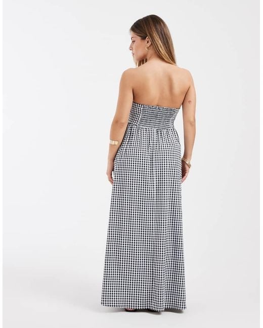 Vero Moda Gray Bandeau Full Skirted Midi Dress