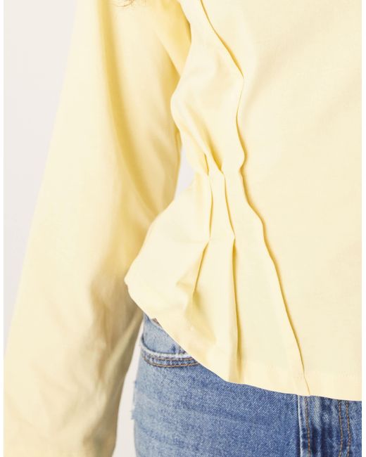 ASOS Yellow Long Sleeve Seam Detail Corset Tee