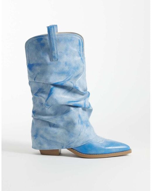 SIMMI Blue Simmi London Ituama Foldover Low Ankle Boots