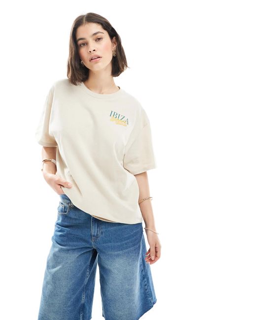 Miss Selfridge White Summer Ibiza Graphic Tee
