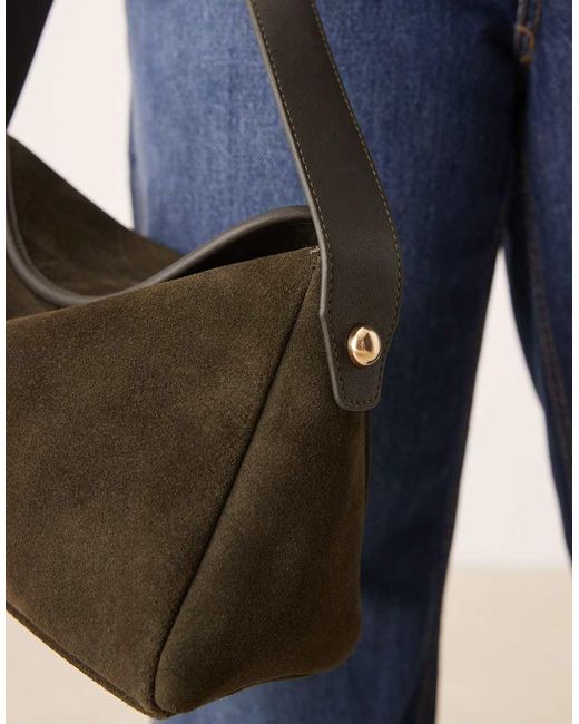 ASOS Natural Suede Flap Shoulder Bag