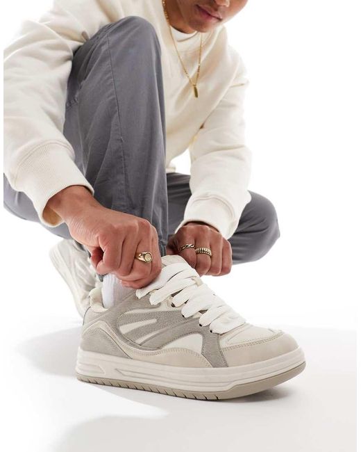 Bershka Gray Contrast Panel Chunky Trainer for men