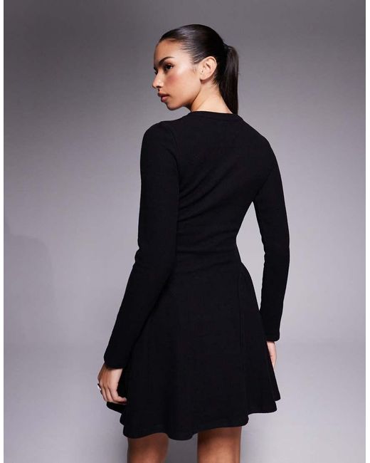 ASOS Blue Supersoft Long Sleeve Godet Mini Dress