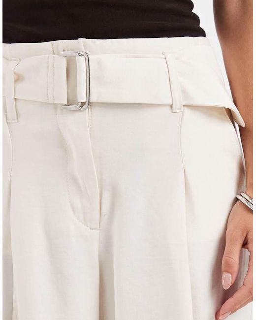 Only Petite White High Waist Wide Leg Tailored Trouser