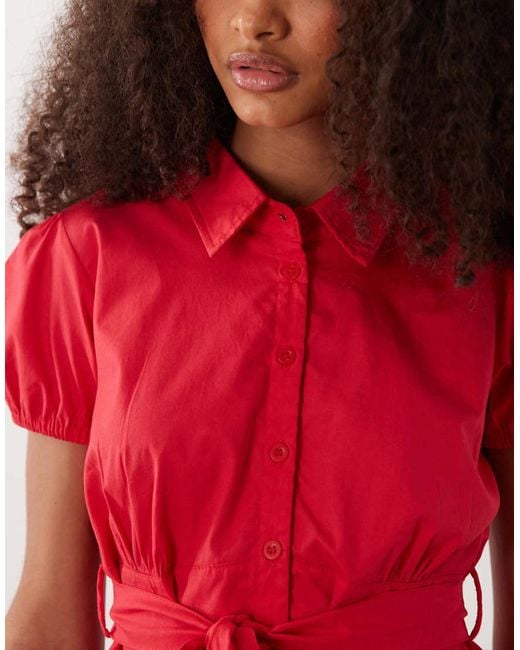 Motel Red Closie Puff Sleeve Blouse