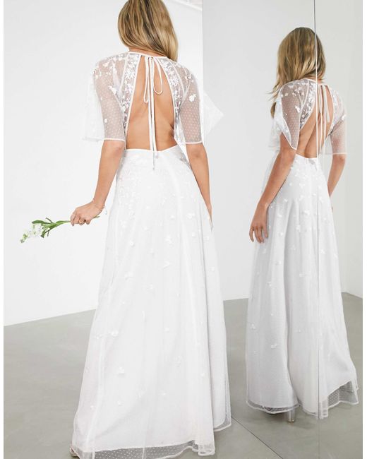 asos edition embroidered & beaded flutter sleeve wedding dress Dio Splendiferous Beaded Tie & Dye Court Train Lace Appliques Dresses  Dio  Kollections