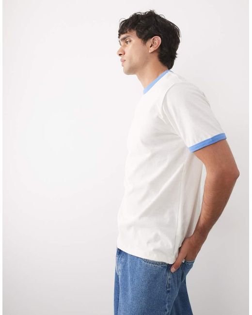 ASOS Blue Regular Fit T-shirt With Contrast Ringer for men