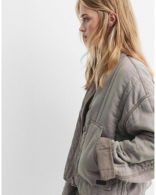 Pull&Bear Gray – oversize-steppjacke