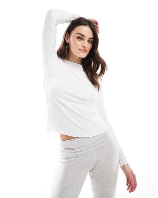 JJXX T-Shirt Met Lange Mouwen En Geschulpte Zoom in het White