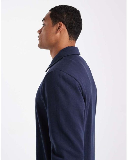 Threadbare Blue 1/4 Zip Fleece Sweatshirt for men