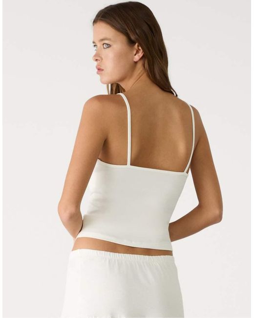 Stradivarius Top Met Bandjes En Knoop in het White