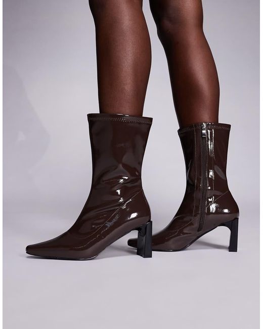 Public Desire Brown Robert Heeled Ankle Boots