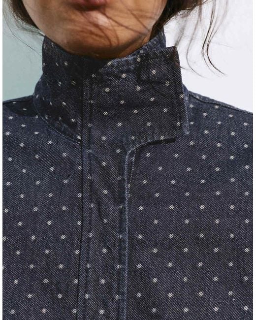 Pull&Bear Blue Polka Dot Denim Jacket