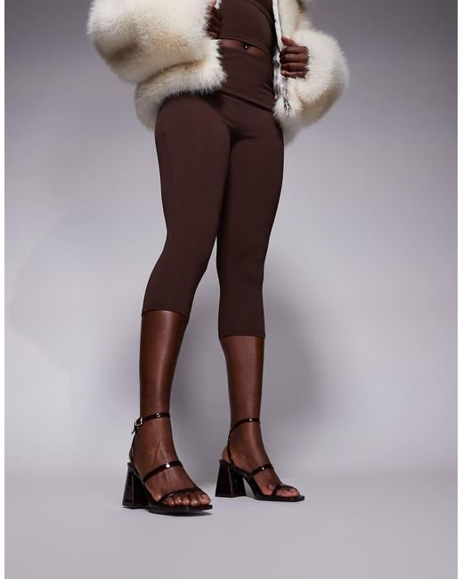 River Island Brown Strappy Low Block Heeled Sandal