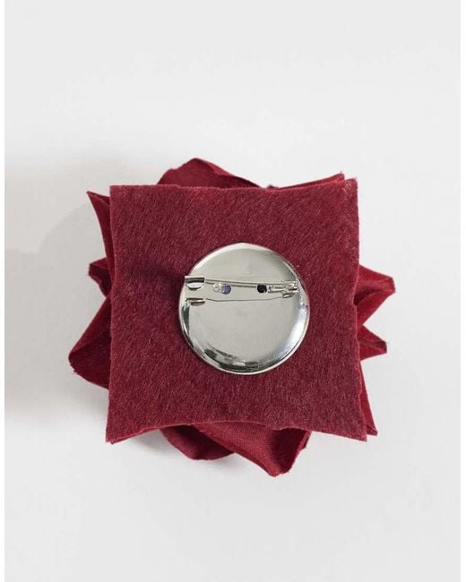 ASOS Red Fabric Rose Corsage Brooch for men