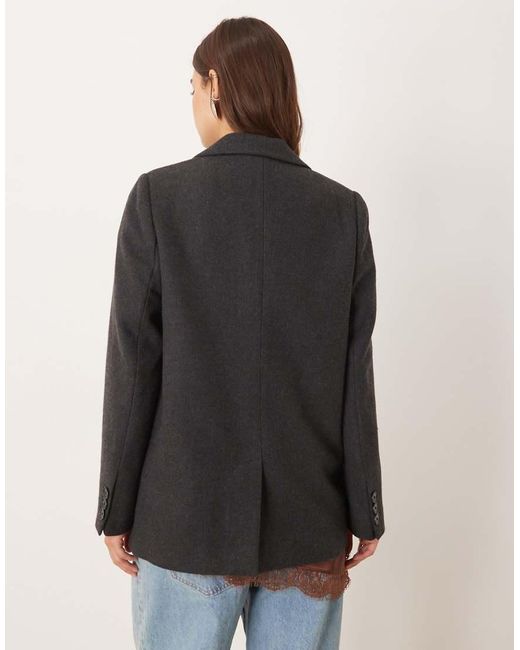 Nobody's Child Black Double Breasted Blazer Coat With Wool