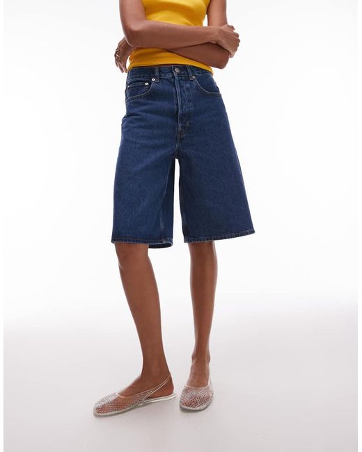 ARKET Blue Mid Waist Five Pocket Loose Denim Twill Shorts