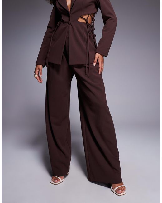 ASOS Purple Crepe Wide Leg Tailored Trouser Co-Ord