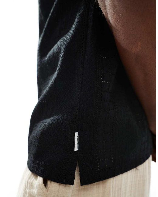 Jack & Jones Black Embroidered Pattern Shirt for men