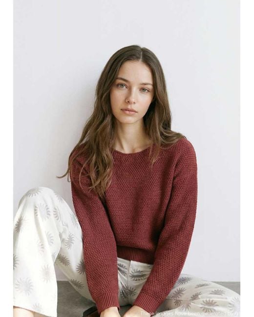 Mango Red Teen Off Shoulder Knitted Top
