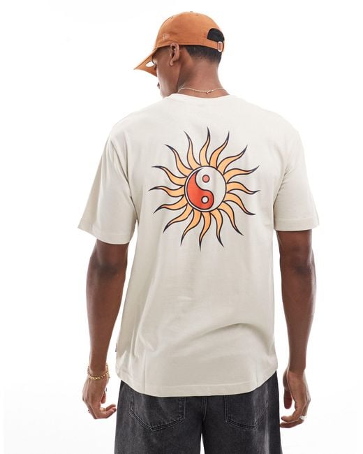 Only & Sons White Relaxed Fit T-shirt With Ying Yang Back Print for men