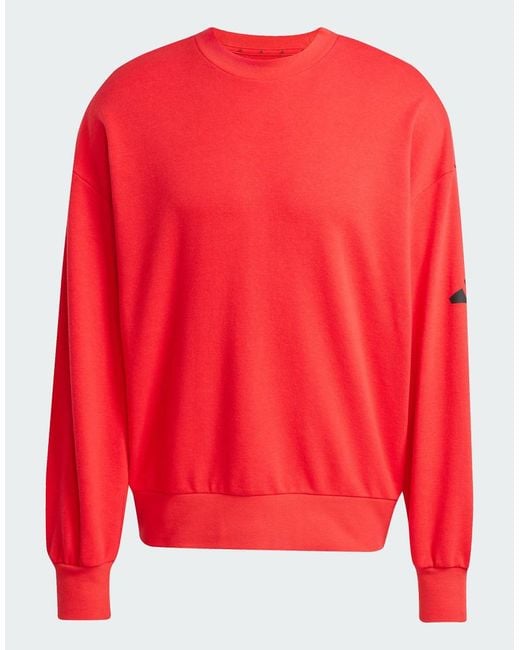 Adidas Originals Red Essentials Loose Fit 3 Bar Logo Sweatshirt for men