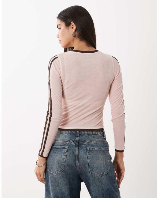 Cotton On Pink Long Sleeve Sporty Graphic Jersey Top